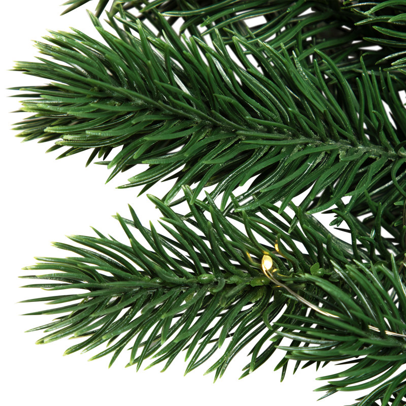 Pre-Lit Battery Operated Lush Pine Artificial Christmas Wreath - 24" - Clear Lights