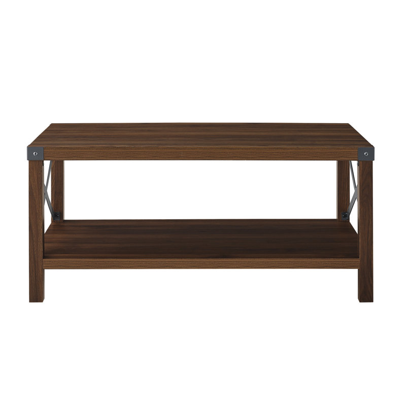 Larenda Coffee Table with Open Storage Shelf, Dark Walnut
