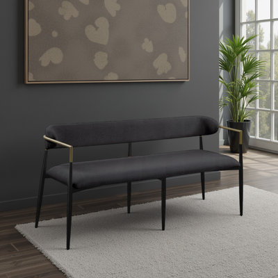 Banc Vonn, 62 po, chenille, dossier rembourré, pieds en métal