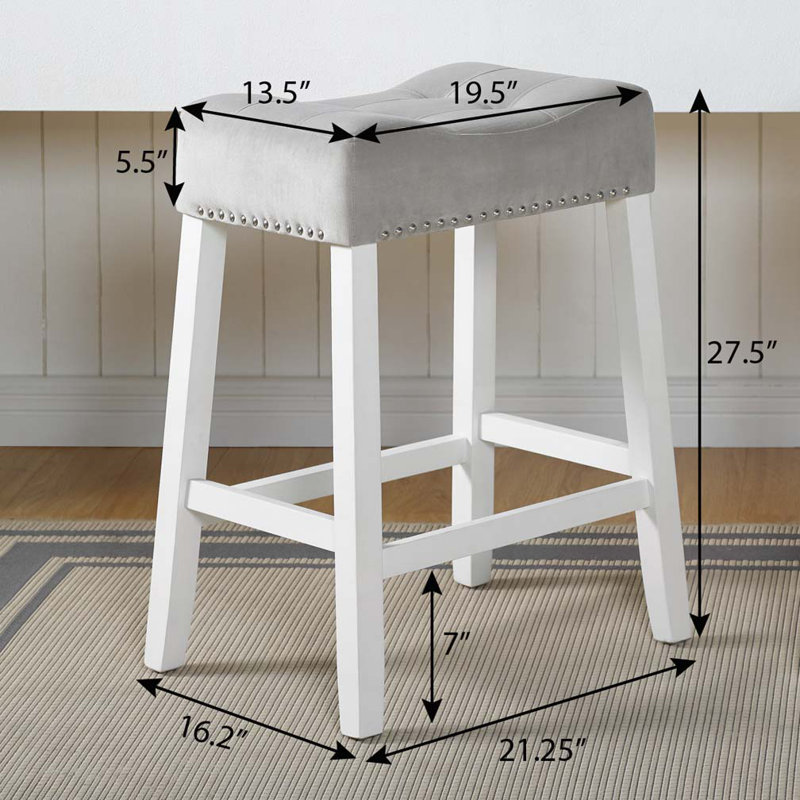 Ensemble de tabourets de bar rembourrés en tissu avec garniture cloutée, Bleu