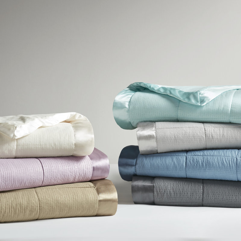 Aqua Full Down Alternative Blanket with Satin Trim