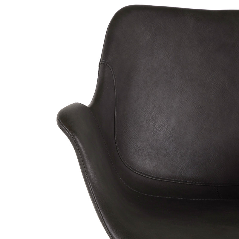Channing Contemporary Brown Faux Leather Armchair with Metal Legs