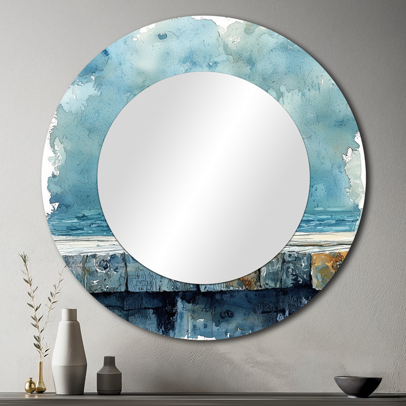 Seagull On The Dock I - Bird Mirror For Wall Art Decor - Printed On Metal, 36" x 36"
