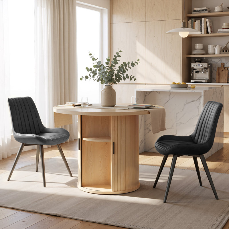 Ensemble de table de salle à manger 31,5 "/ 47" en bois avec tablette de rangement semi-ouverte, comprenant 2 à 4 chaises rembourrées en tissu