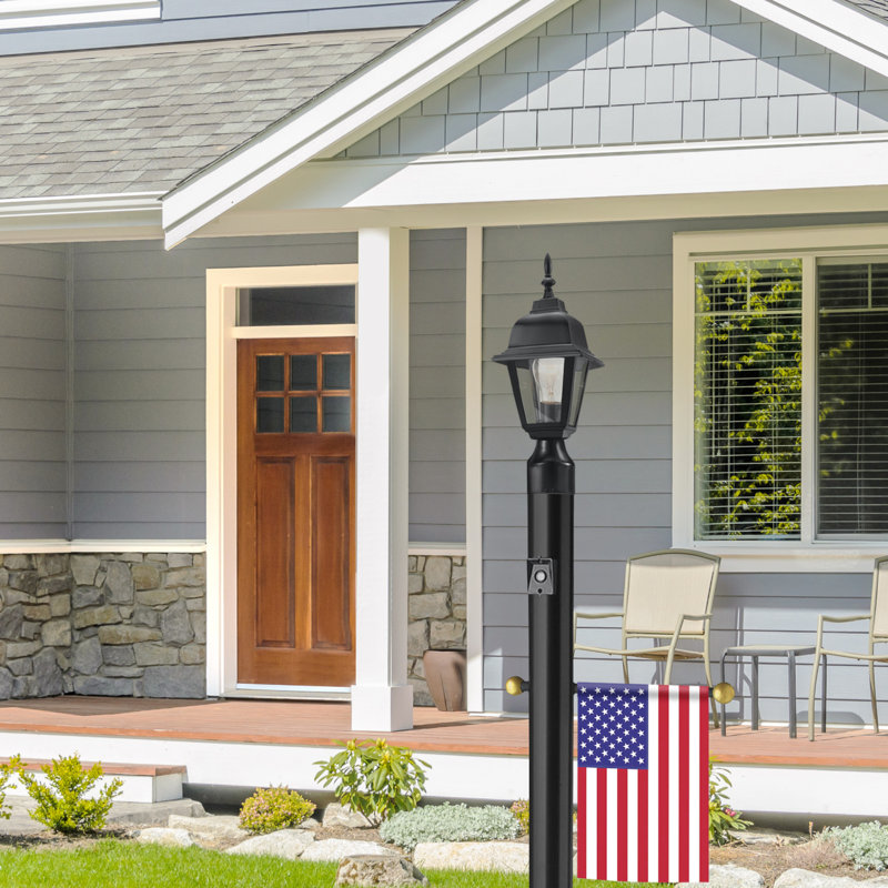 Maple Street Black Outdoor Post Light with Clear Glass