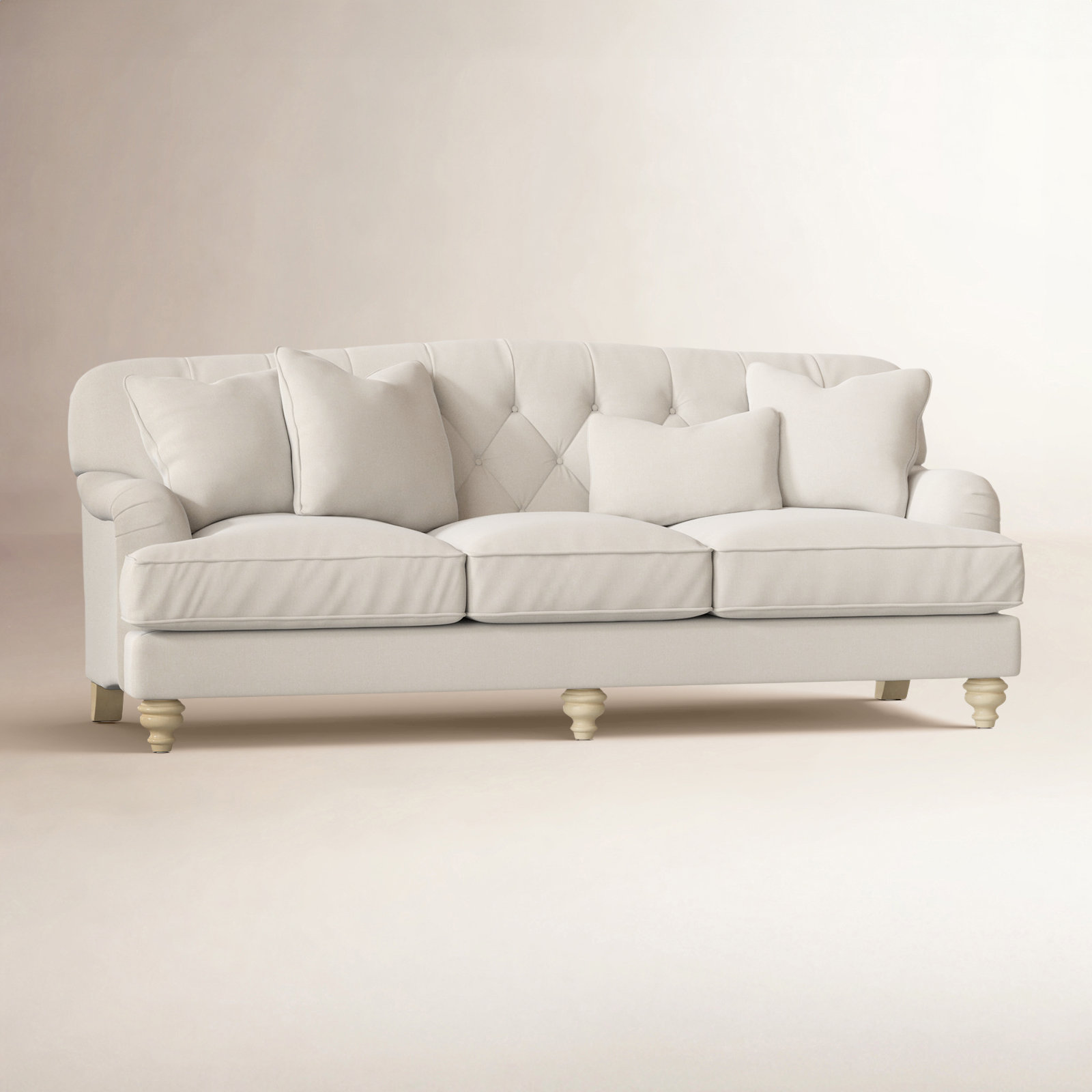 Sullivan 90'' Upholstered Sofa, Handsome 31 White Performance Twill, Manhattan, No
