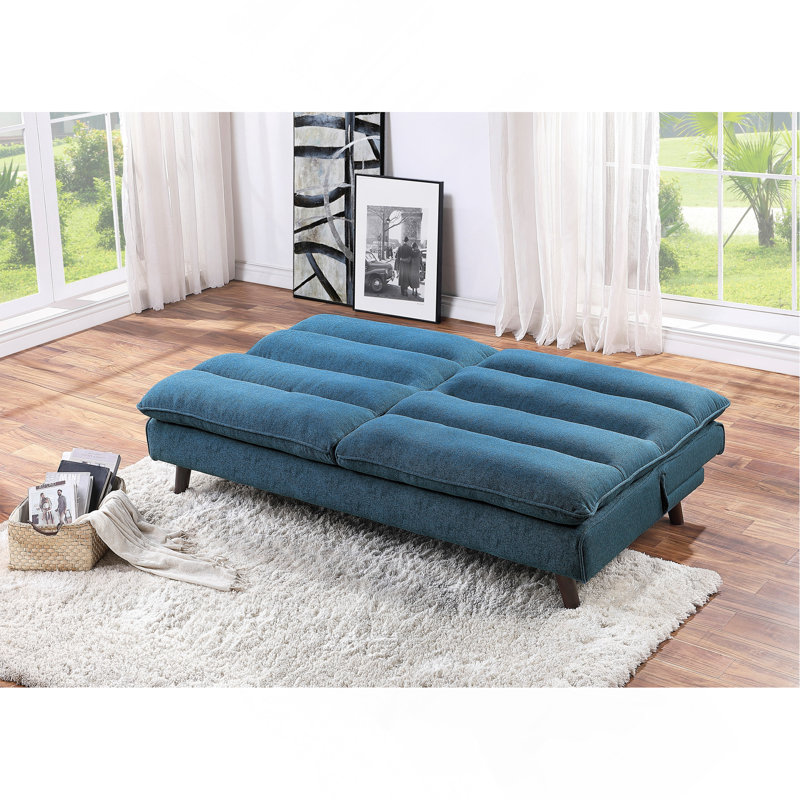 Canapé-lit rembourré en tissu texturé bleu Casual Casual Furniture 1pc