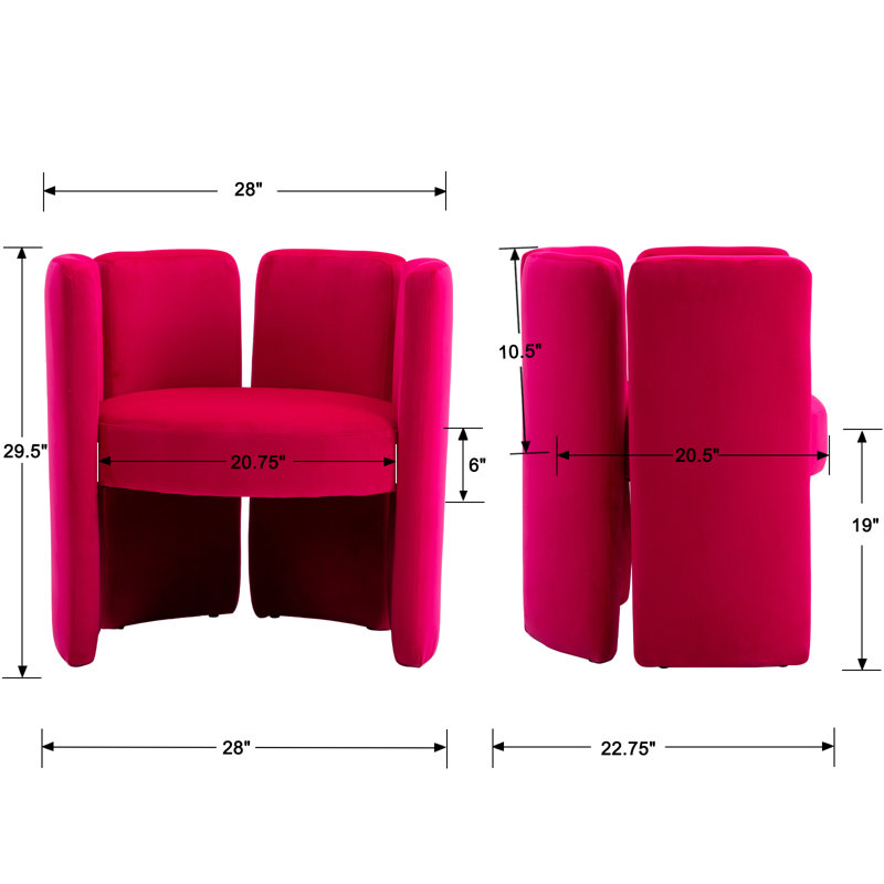 Dal 19'' H Velvet Upholstered Side Chair, Rose