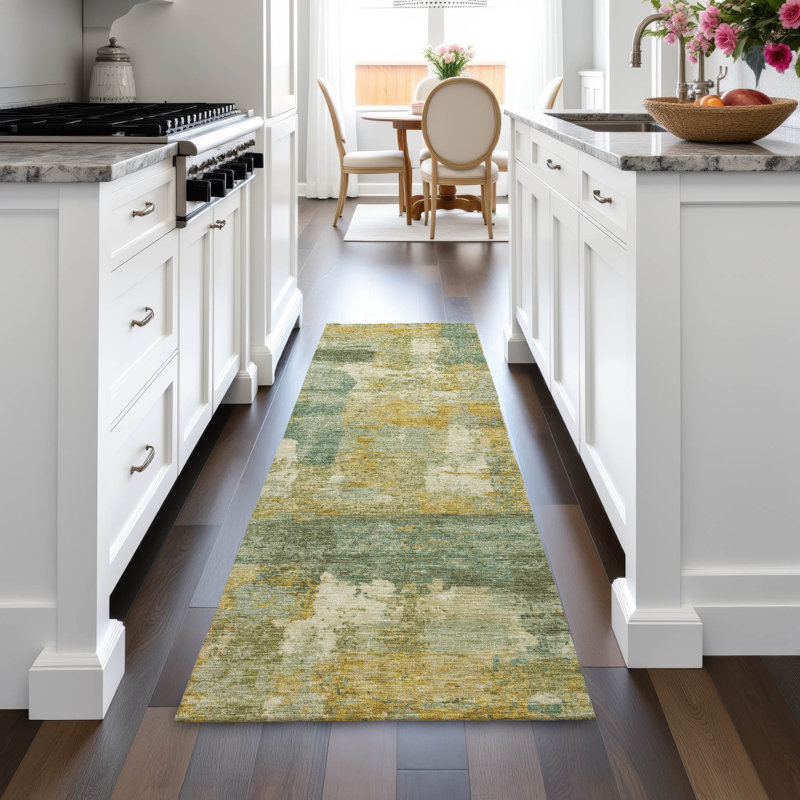 Machine Washable Indoor/Outdoor Meredith ACN2147 Abstract Rug, Tapis de couloir 2 pi 3 po x 7 pi 6 po