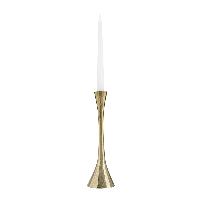 Porte-bougie conique en métal et aluminium, H 12 po x l 4 po x P 4 po, Brun / or