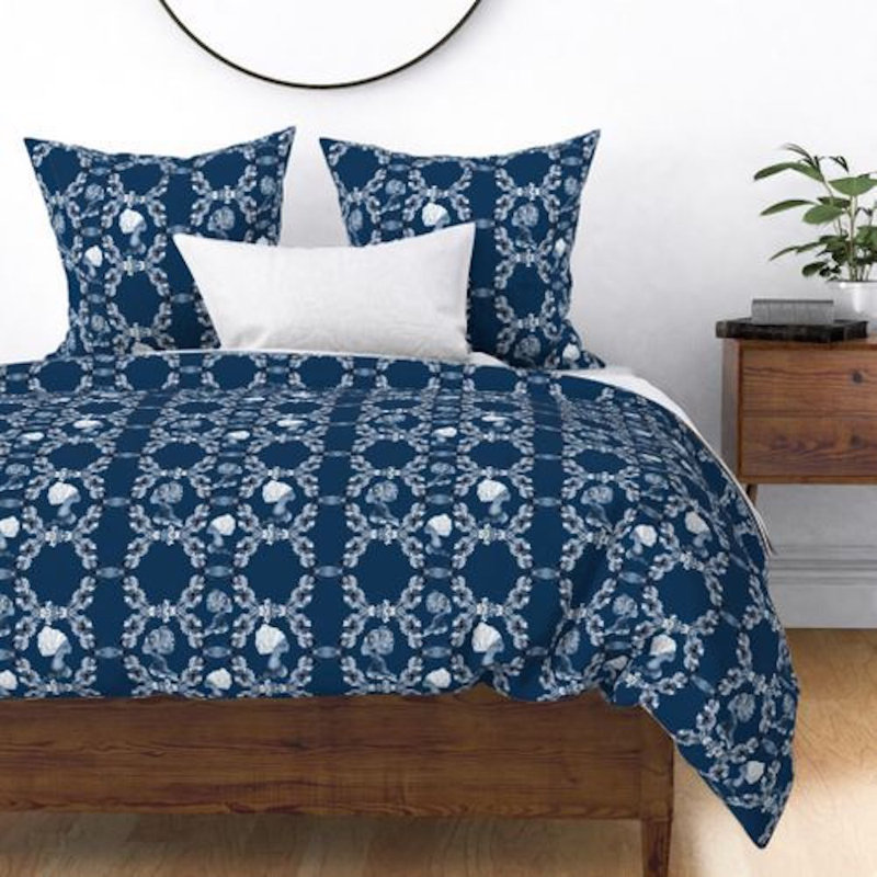 Sisters Sateen Duvet Cover, Indigo, King Duvet Cover