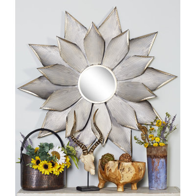 Metal Starburst Light Brown Wall Mirror