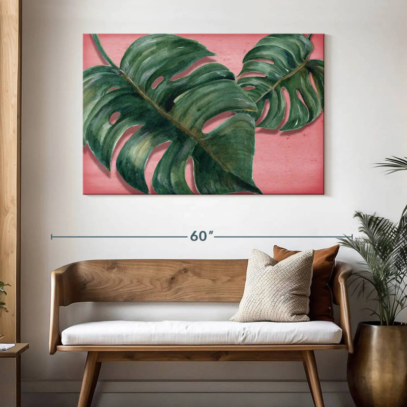 Harnek Bright Monstera Leaves, 32" H x 48" W