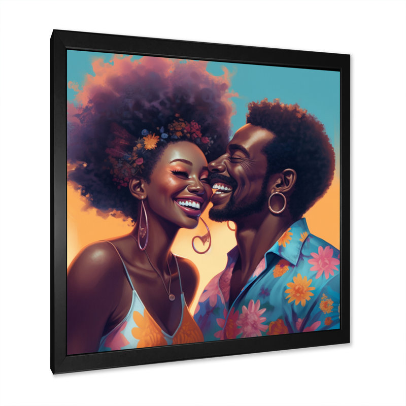 «Beautiful Black Couple In Love IV», impression sur toile, H 36 po x l 36 po x P 1,5 po, Cadre photo noir