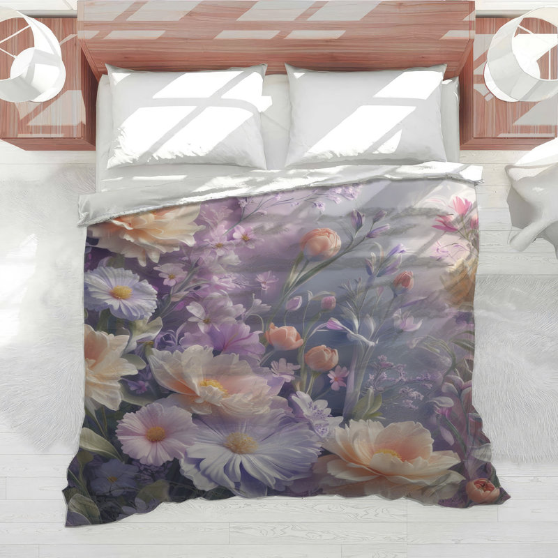 Édredon pastel à arrangement floral pastel, Grand lit