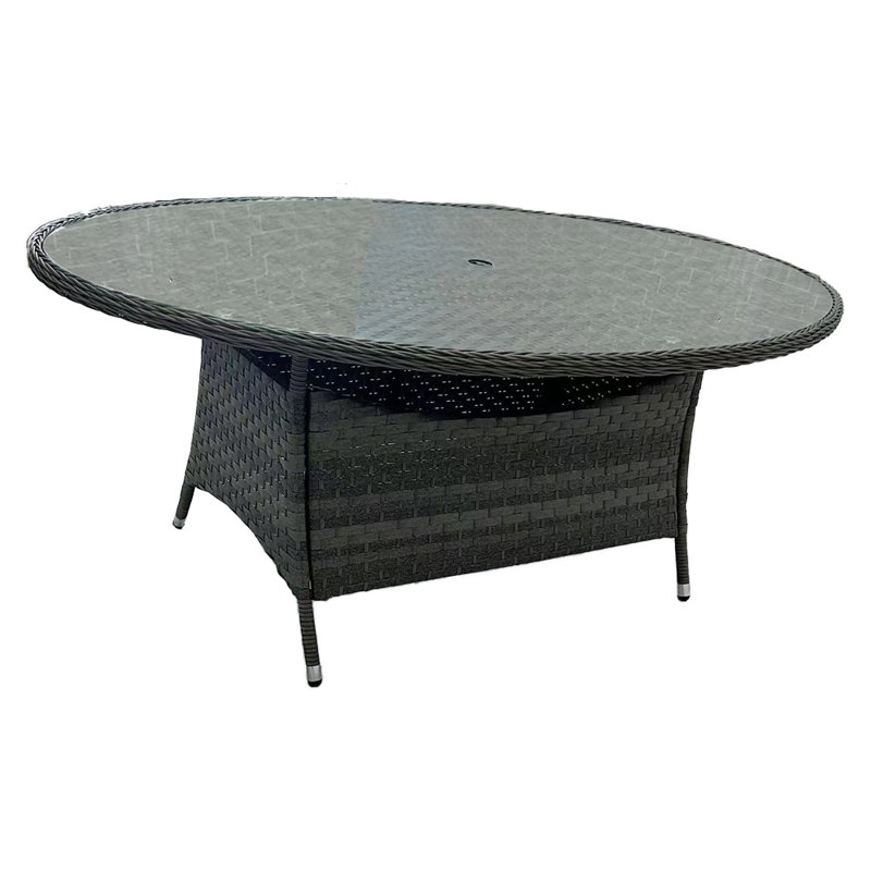 Nistler 6 - Person Patio Dining Set with Round Table , Cushions Included, Grey
