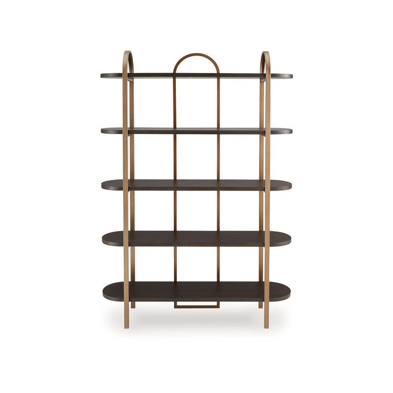 Brown and Gold 48" Modern Metal Frame Bookcase