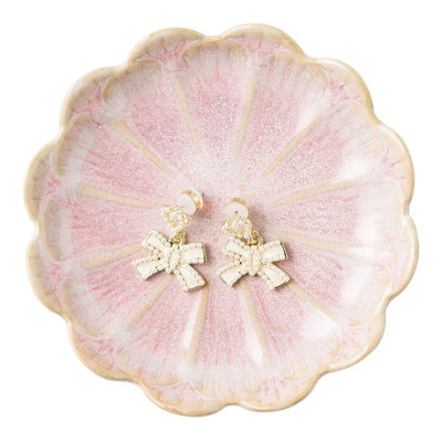 Milky Pink Leaf Jewelry Dish