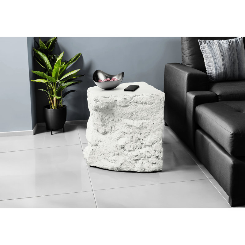 Table d'appoint moderne de 25 po de hauteur, idéale pour la chambre à coucher ou le salon, comme table d'appoint fabriquée à partir d'oxyde de magnésium en blanc, table de chevet avec un design peu encombrant et résistant aux intempéries