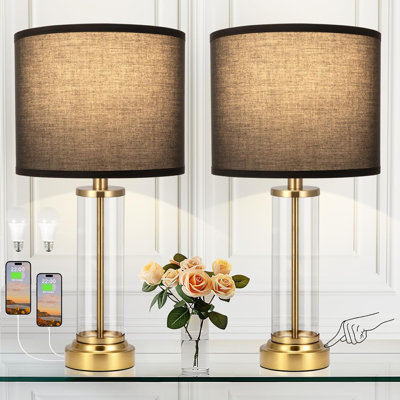Modern Touch Control Bedside Lamps Set Of 2 With USB C+A Charging, 3-Way Dimmable Nightstand Table Lamps For Bedroom, Living Room, And Guest Room