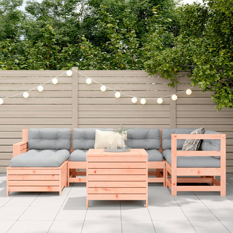 7 Piece Garden Sofa Set Solid Wood Douglas Fir