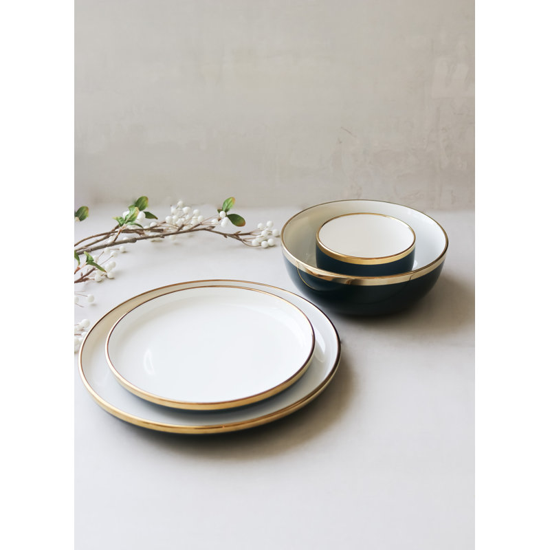 "The Luxury Collection" bleu et blanc avec bordure dorée - petite assiette 8 "
