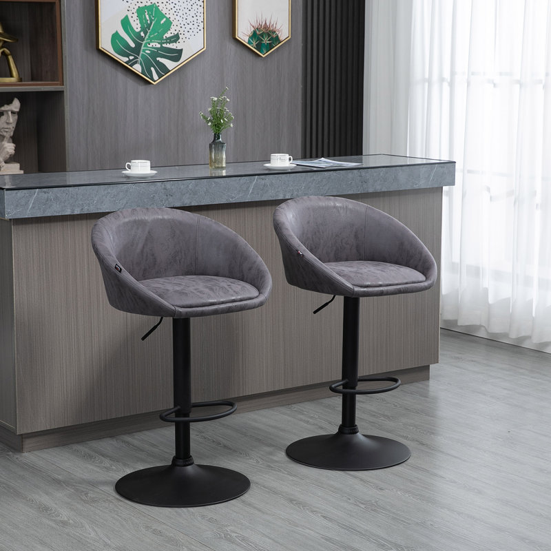 Swivel Upholstered Adjustable Height Counter Stool with Metal Frame, Brown