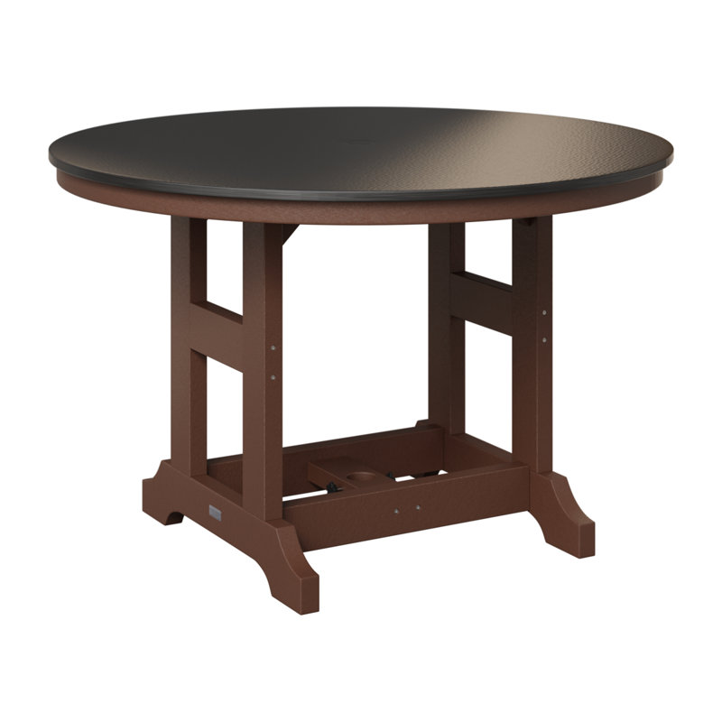 Table de bar ronde Berlin Garden, Brun chocolat, Noir martelé, H 39,5 po x l 48 po x P 48 po