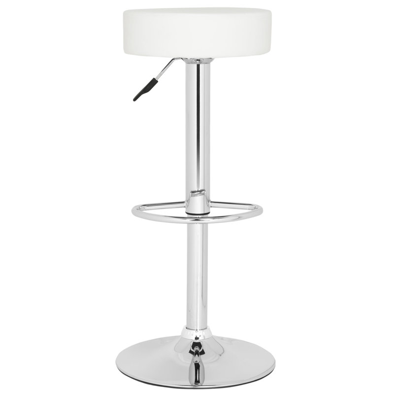 Bunky Swivel Upholstered Adjustable Height Counter Stool with Metal Frame, White