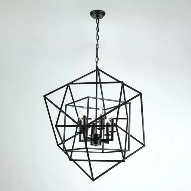Lustre géométrique à 6 lumières de style bougie Mcelvain