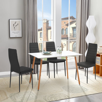 Ensemble de table de salle à manger moderne pour 4, 5 pièces pour la salle à manger (blanc)