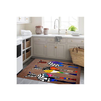 Northern Collection Three Zebras Patterned Woven Base Decorative Rug