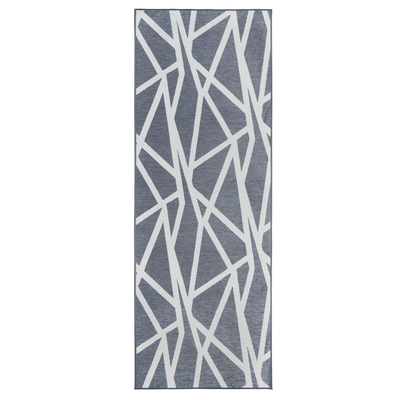 Intersections Slate Grey Washable Rug, Runner 2.5' x 7'