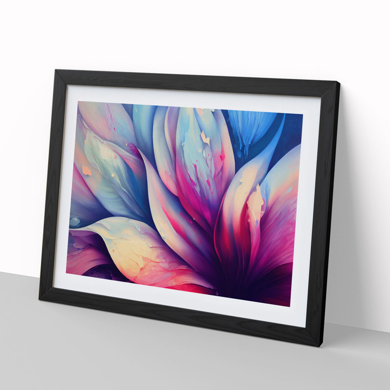 Colourful Flowers Vol.4 Abstract - Single Picture Frame Painting, Black Framed, 46cm H x 64cm W x 2cm D