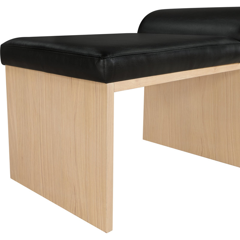 Banc en cuir Delphine Vegan, Naturel, Cuir végétalien noir