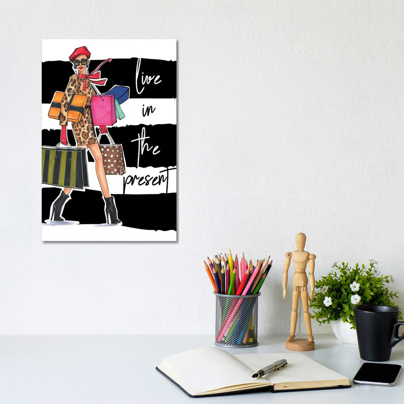 Live In The Present by Rongrong DeVoe - Wrapped Canvas Painting, 20.32 cm H x 30.48 cm W