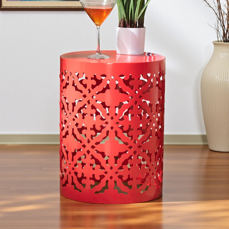 Table d'appoint d'extérieur en pin, H 18,05 po x l 12,82 po x P 12,88 po, Rouge
