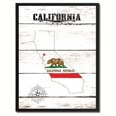 «California State Vintage Flag», reproduction d'impression sur toile encadrée