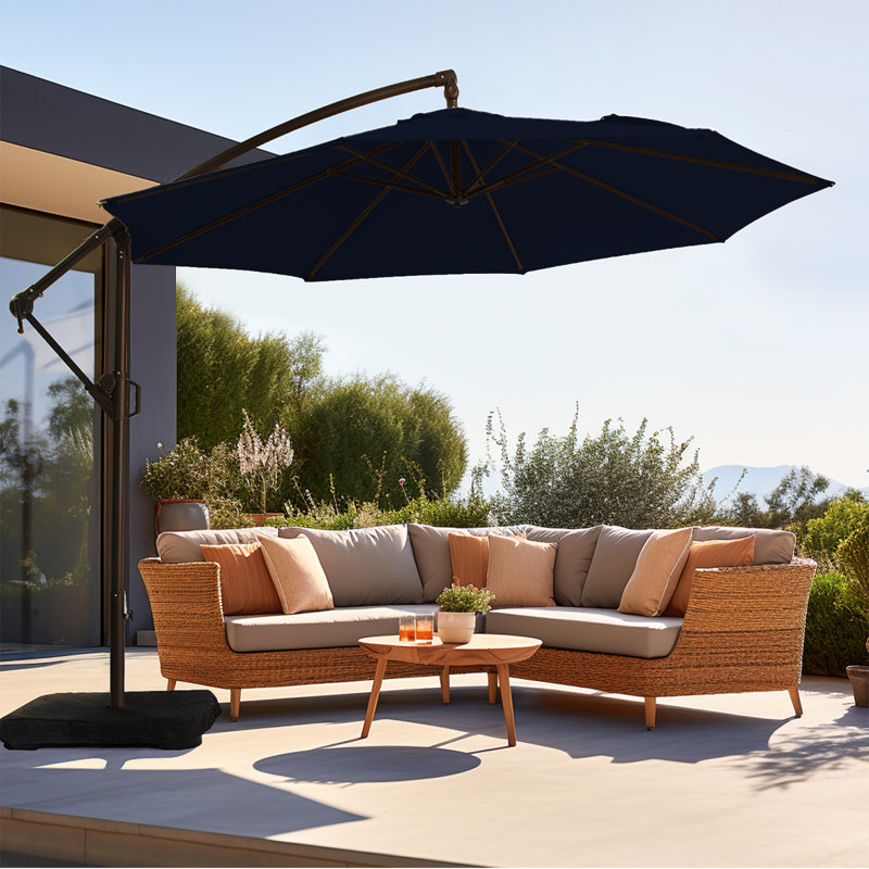 10' Octagon Cantilever Umbrella with Weighted Base, Navy