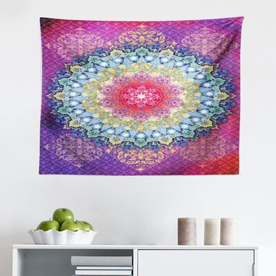 Ambesonne Mandala Tapestry, Arrangement With Geometric Zigzag Shape And Blossoming Flowers Bohemian Oriental, Fabric Wall Hanging Decor For Bedroom Li -  East Urban Home, 2DDE5A7CA54B46D287BD8A75ECC5D7BE