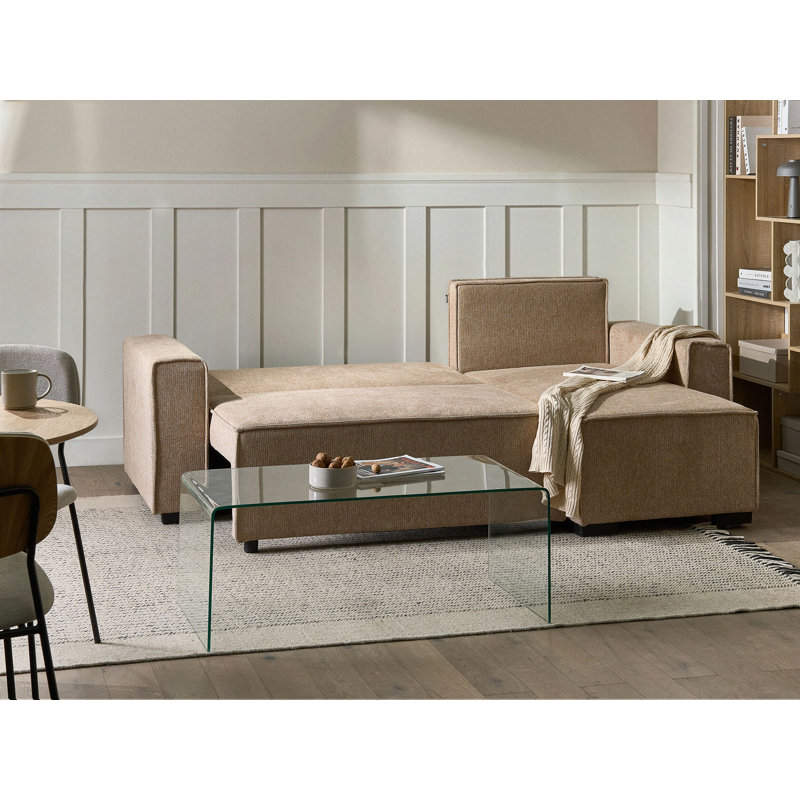 EDANE 3 Seater Fabric Sofa Bed, Beige, Fabric, Right Hand Facing