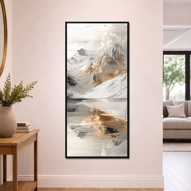 «White Gold Armiead I - Lake», reproduction d'art encadrée sur toile, H 60 po x l 28 po, Cadre flottant noir