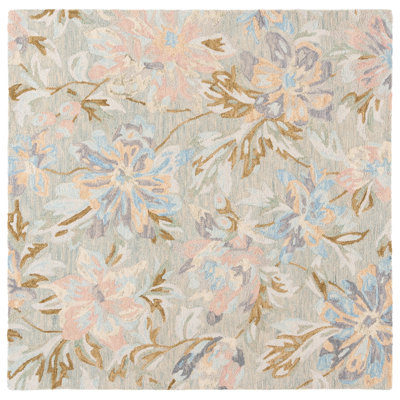 Antario Hand Tufted Wool/Cotton Floral Rug in Beige/Pink/Blue