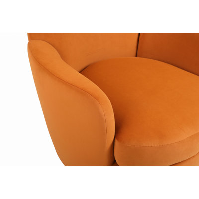 Fauteuil demi-tonneau pivotant en velours, fauteuil avec accoudoirs pivotant pour le salon, fauteuil de lecture confortable pour la chambre à coucher, fauteuil demi-tonneau rond avec base en acier inoxydable doré