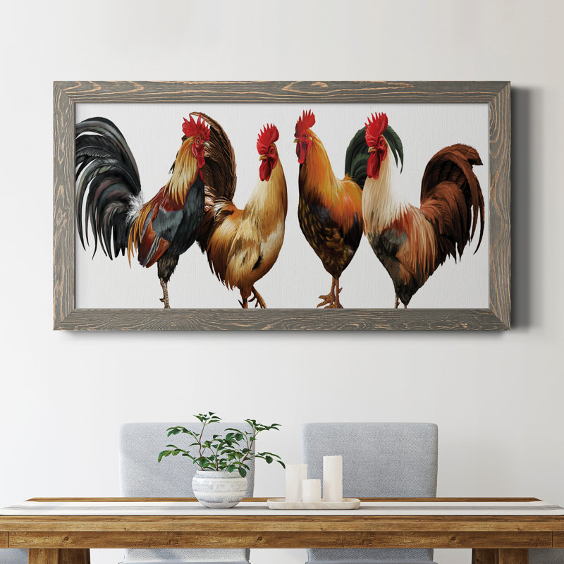 Rooster Co-Op - Peinture sur toile encadrée, Gris