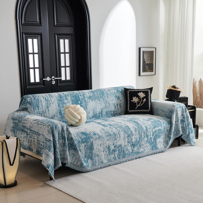 Housse de canapé pour canapé modulaire Sage, Chenille bleue abstraite