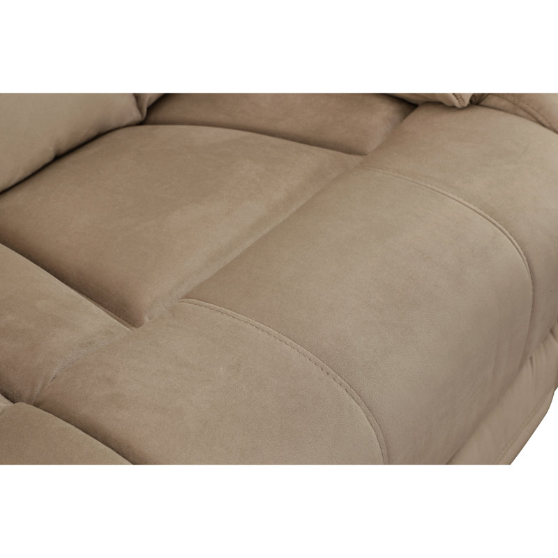 Microfibre avec coins renforcés et support lombaire - Structure en bois franc beige inclinable