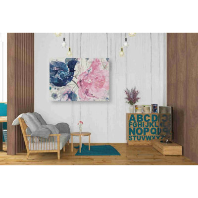 'Fireworks Abstract Navy Blue Flower Crop' by Albena Hristova, Canvas Wall Art