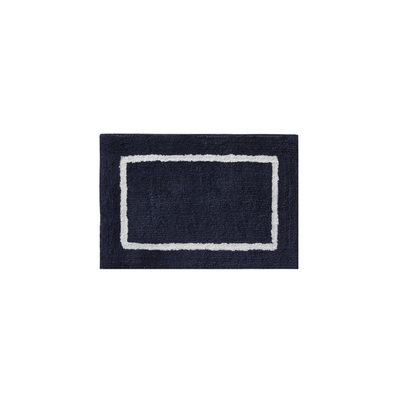 Reversible High Pile Tufted Microfiber Bath Rug, Rectangle 1'9" x 2'10", Navy