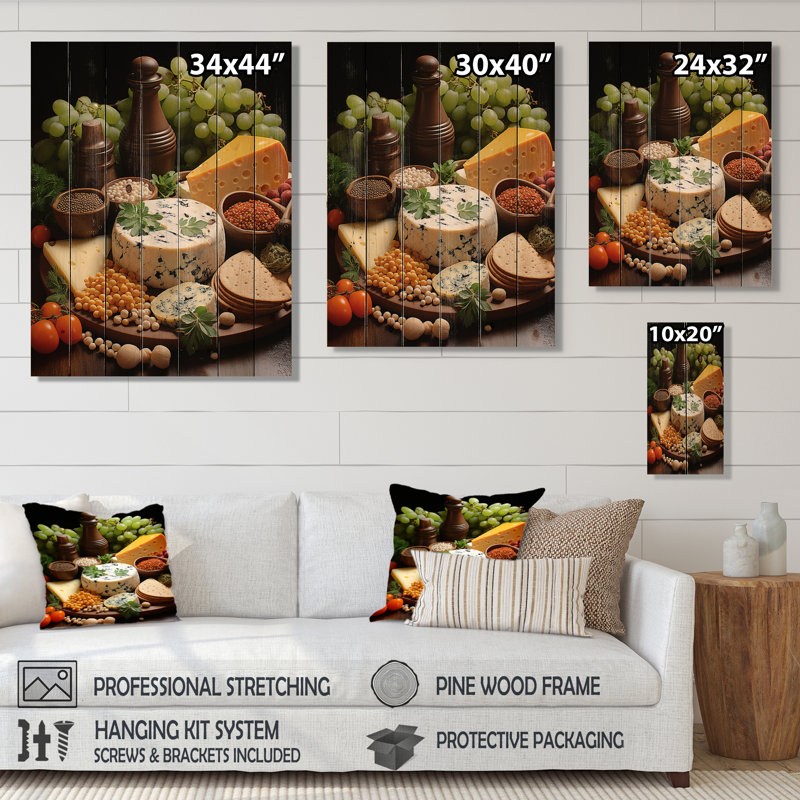 «Food Cheese Pointillism Dot I» sur bois, H 32 po x l 24 po x P 0,78 po